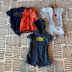 Baby Clothing Set with Graphic Rompers and Vest 9 Month